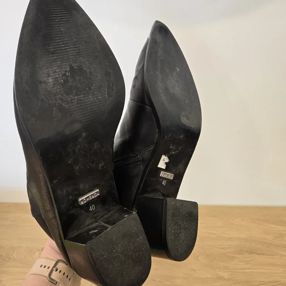 Topshop Black Silver Tip Heeled Ankle Boots Size 40 9.5 - Picture 6 of 9